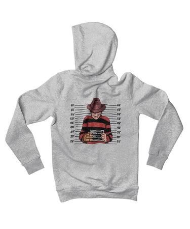 Freddy Krueger Mugshot Horror Film Tribute Adult Back Printed Hoodie For Men and Women 8Ball